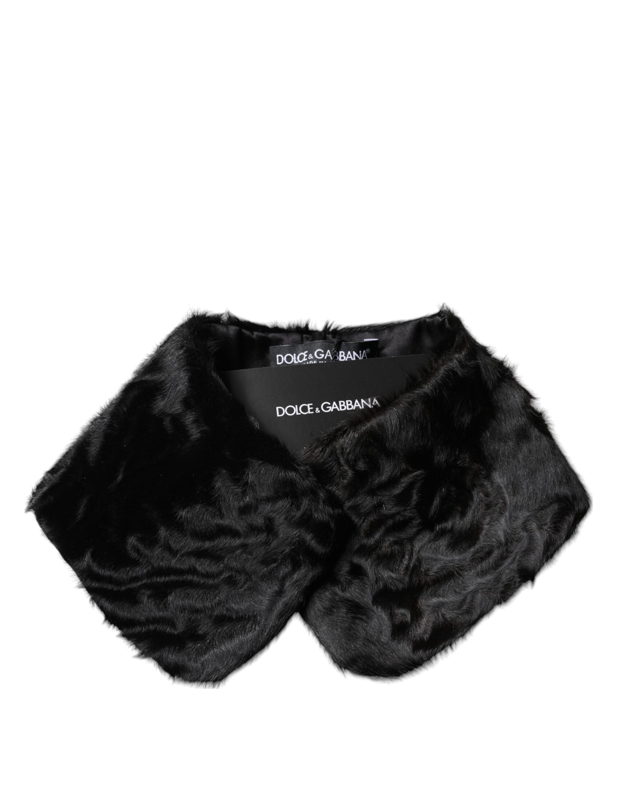 Foulard Dolce &amp; Gabbana en fourrure d'agneau noire pour femme