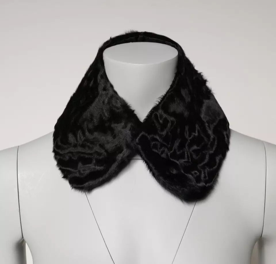 Foulard Dolce &amp; Gabbana en fourrure d'agneau noire pour femme