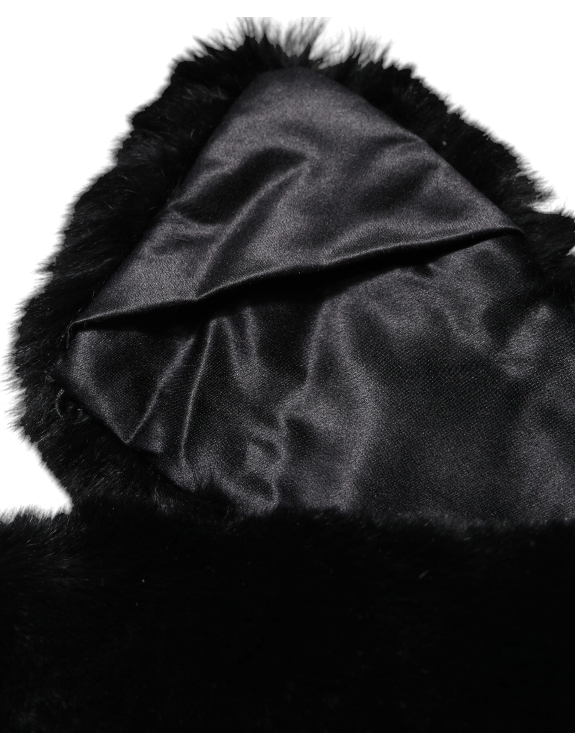Foulard Dolce &amp; Gabbana en fourrure d'agneau noire pour femme