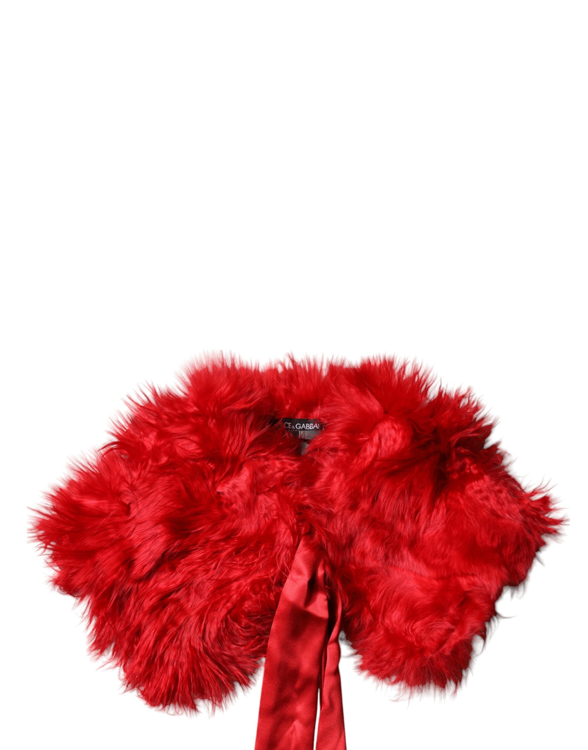 Écharpe d'hiver cache-cou en fourrure d'alpaga rouge Dolce &amp; Gabbana pour femme
