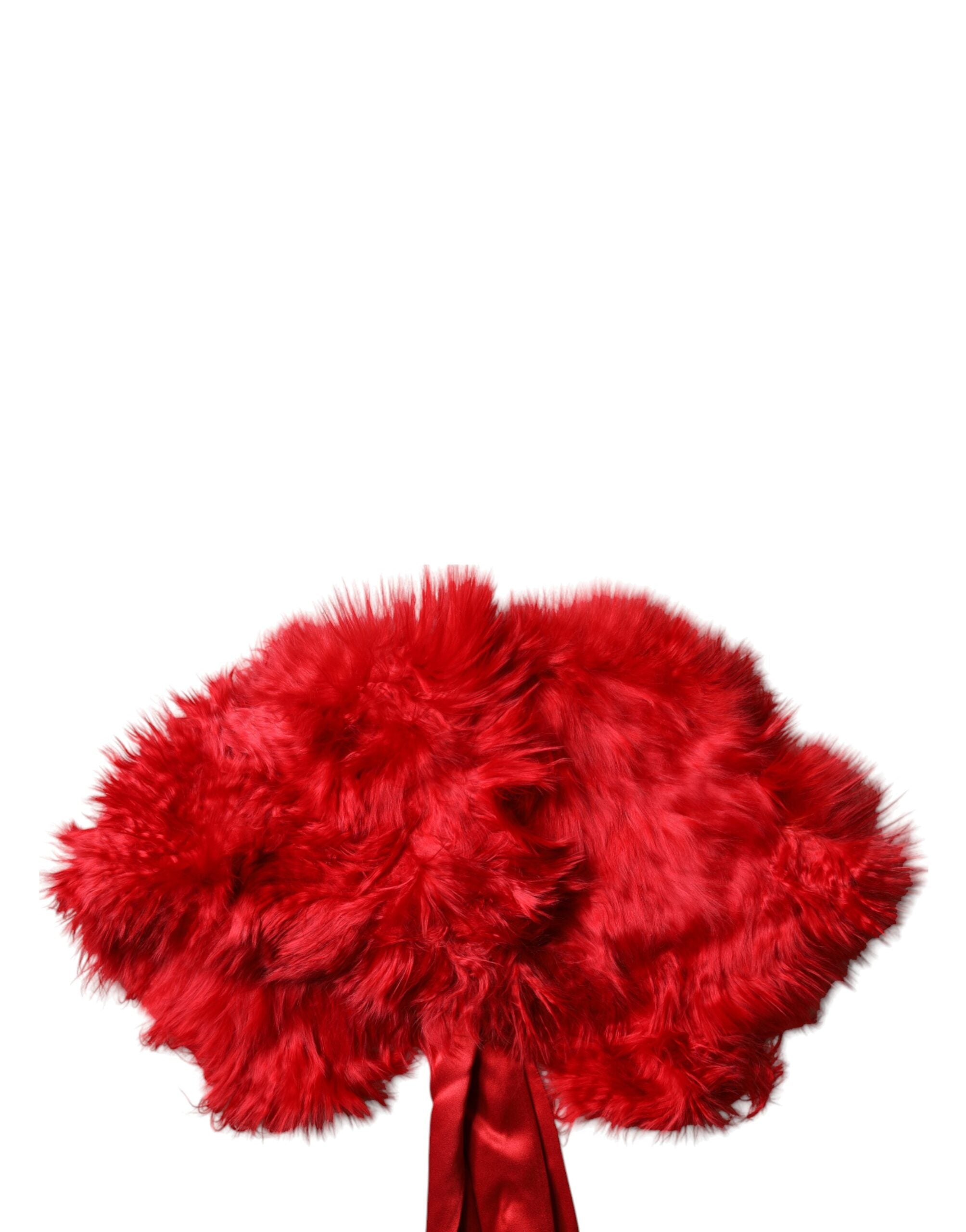 Écharpe d'hiver cache-cou en fourrure d'alpaga rouge Dolce &amp; Gabbana pour femme
