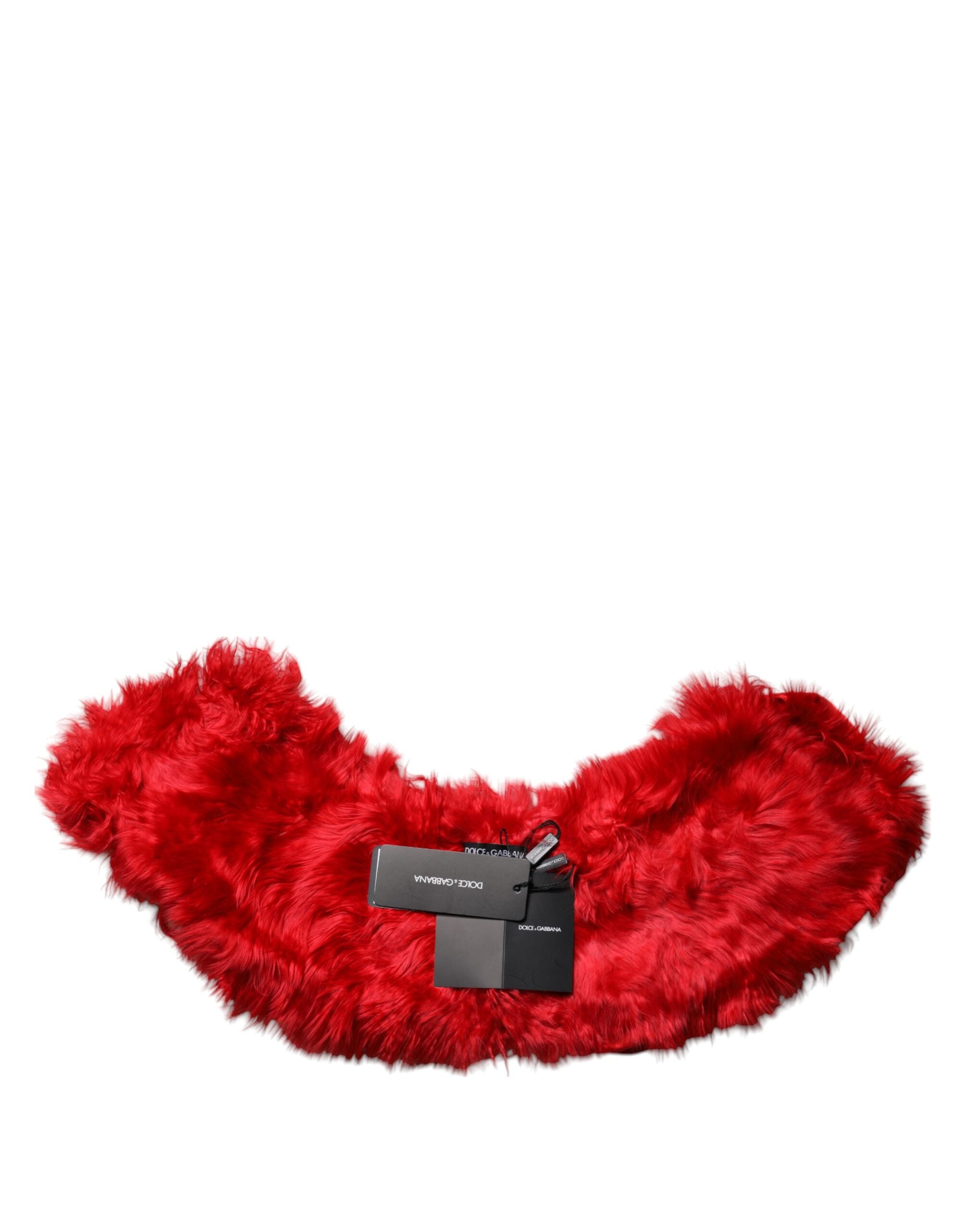 Écharpe d'hiver cache-cou en fourrure d'alpaga rouge Dolce &amp; Gabbana pour femme