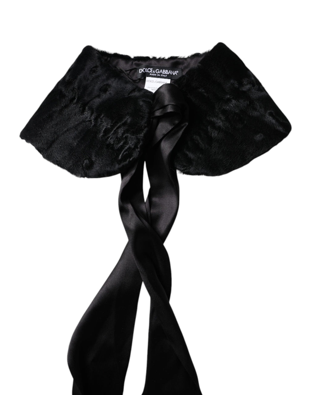 Écharpe d'hiver en fourrure d'agneau noire Dolce &amp; Gabbana pour femme