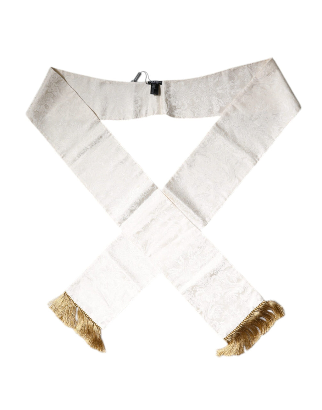 Foulard fin à franges en jacquard floral blanc Dolce &amp; Gabbana