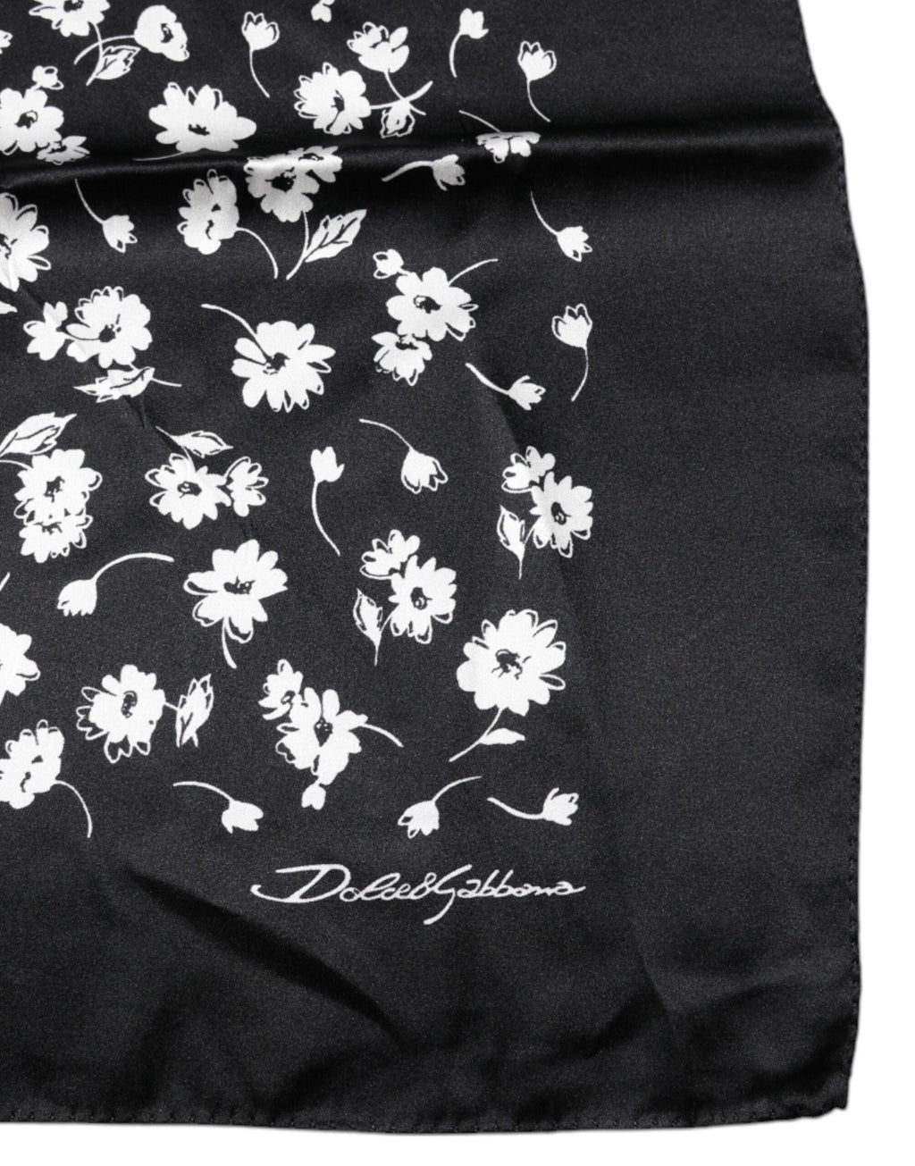 Foulard châle carré en soie à fleurs noires Dolce &amp; Gabbana