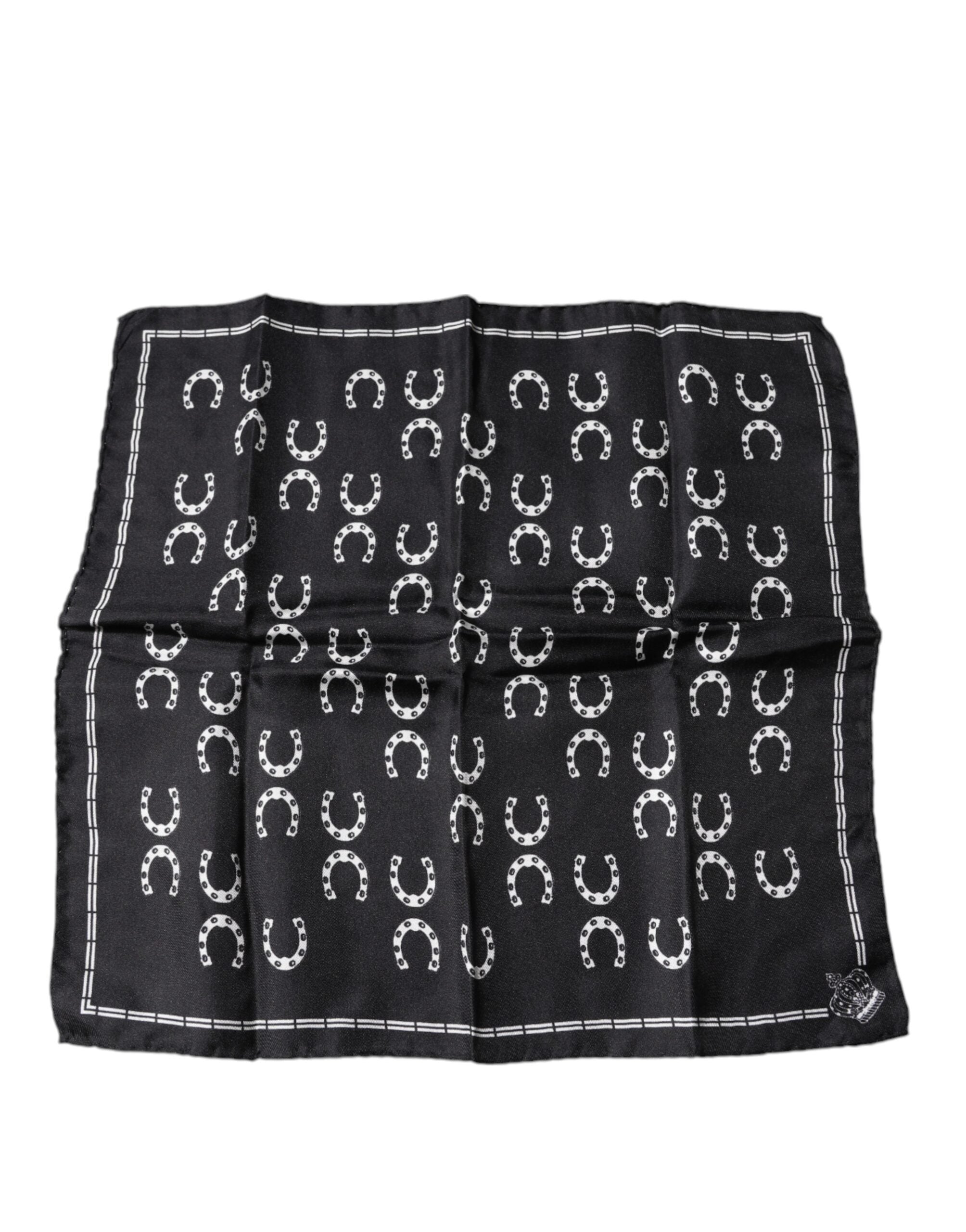 Foulard carré en soie à motif fer à cheval noir Dolce &amp; Gabbana