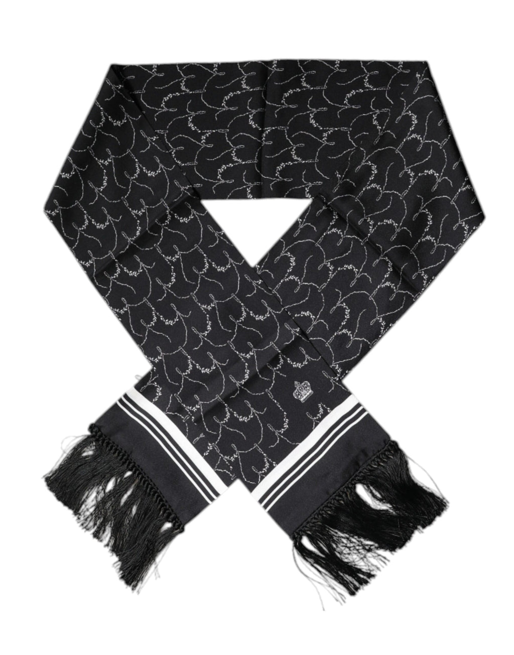 Foulard châle à franges fines noires à motifs Dolce &amp; Gabbana
