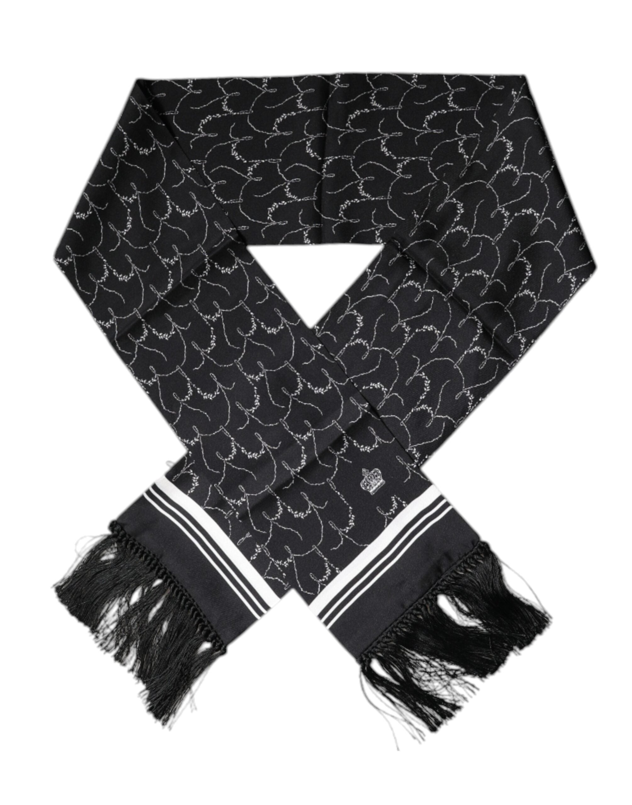 Foulard châle à franges fines noires à motifs Dolce &amp; Gabbana