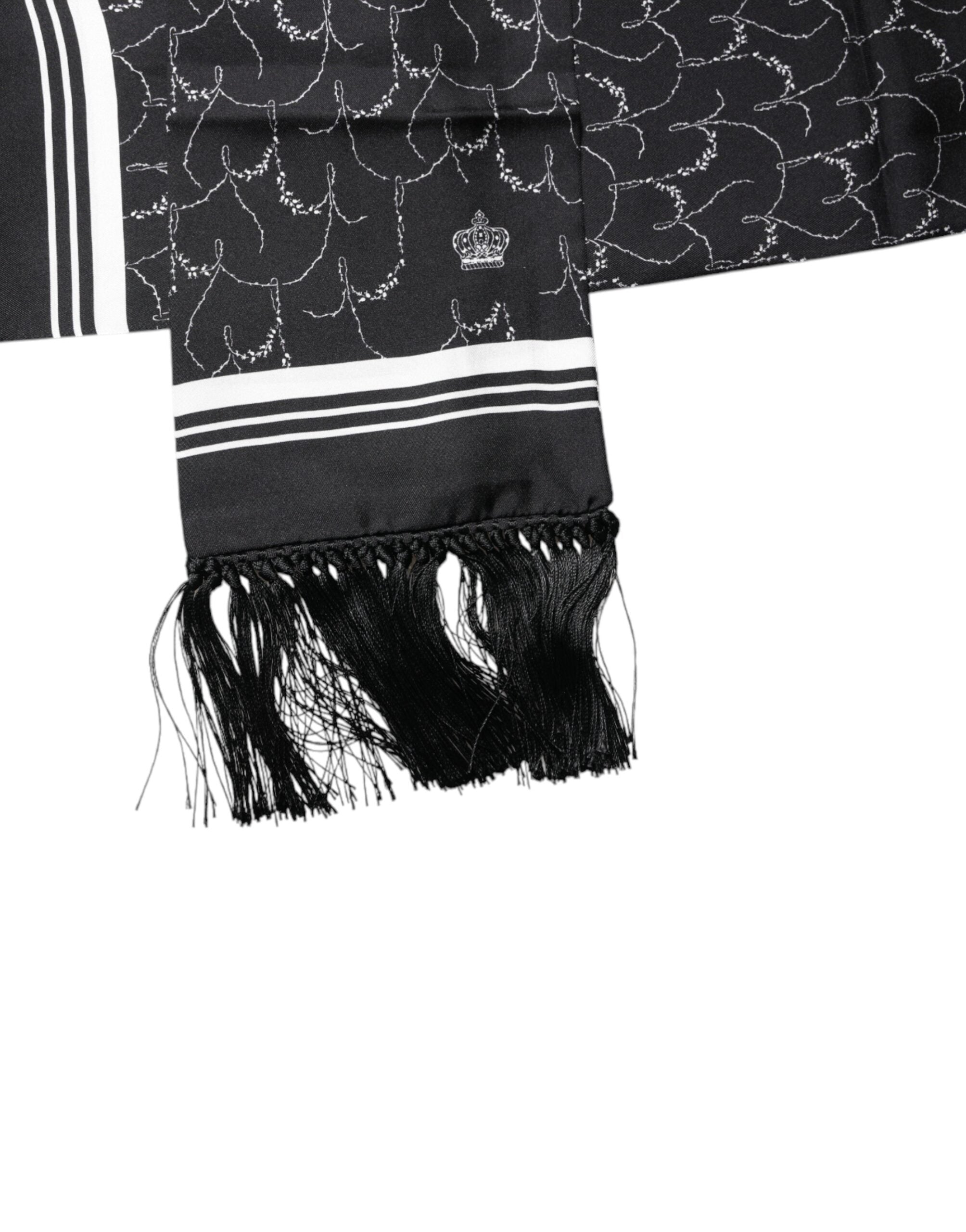 Foulard châle à franges fines noires à motifs Dolce &amp; Gabbana