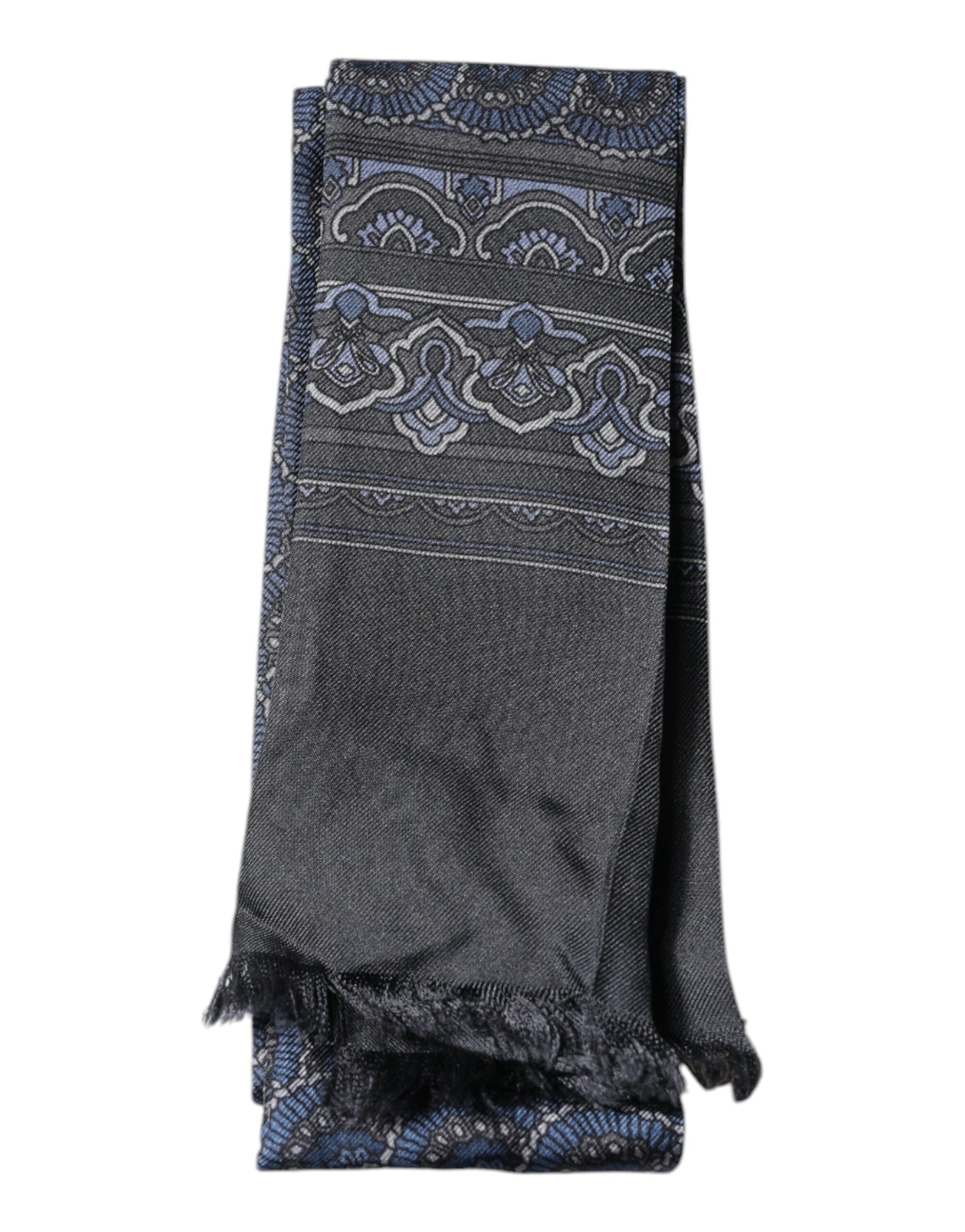 Foulard châle en soie fantaisie bleu foncé Dolce &amp; Gabbana