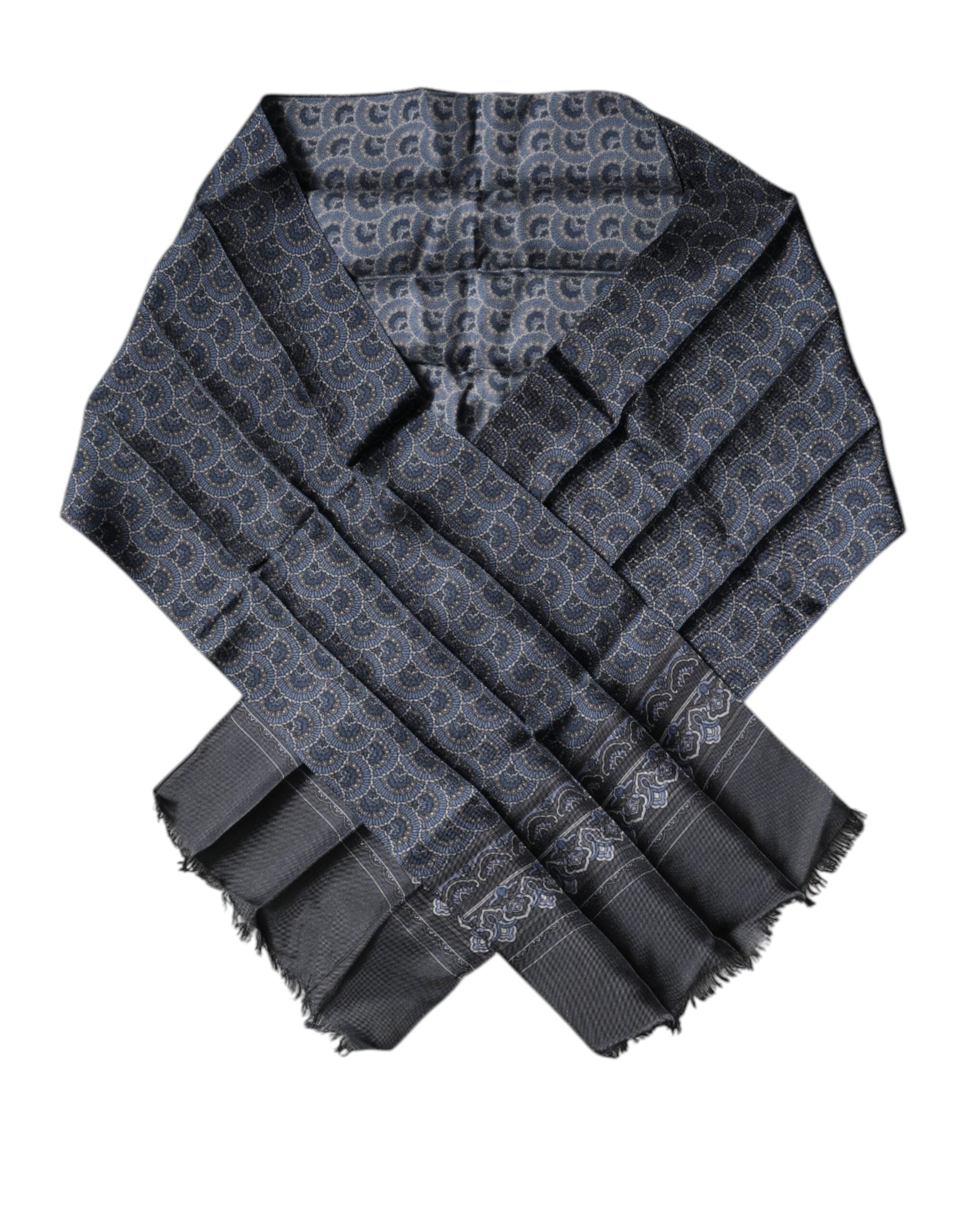 Foulard châle en soie fantaisie bleu foncé Dolce &amp; Gabbana
