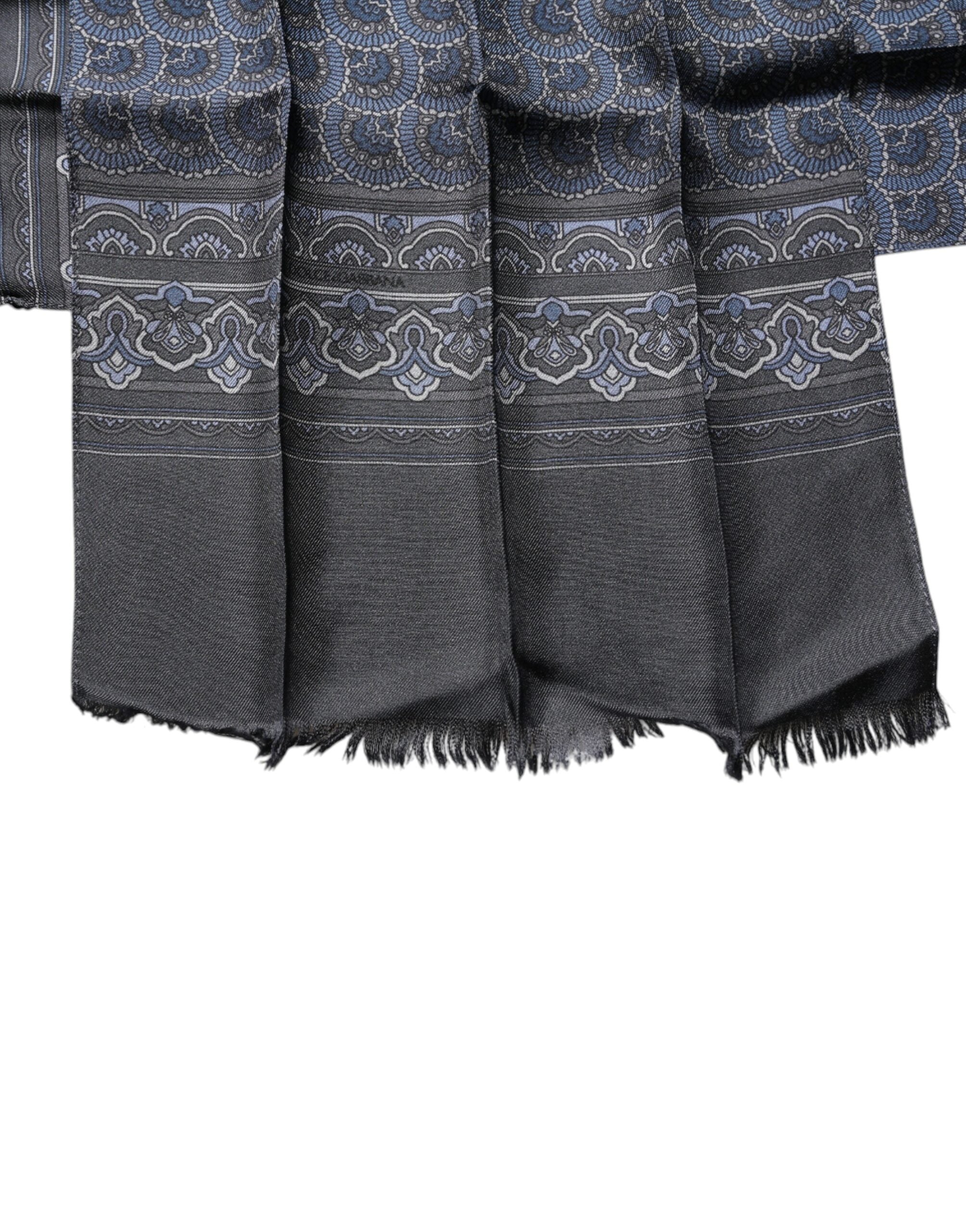 Foulard châle en soie fantaisie bleu foncé Dolce &amp; Gabbana