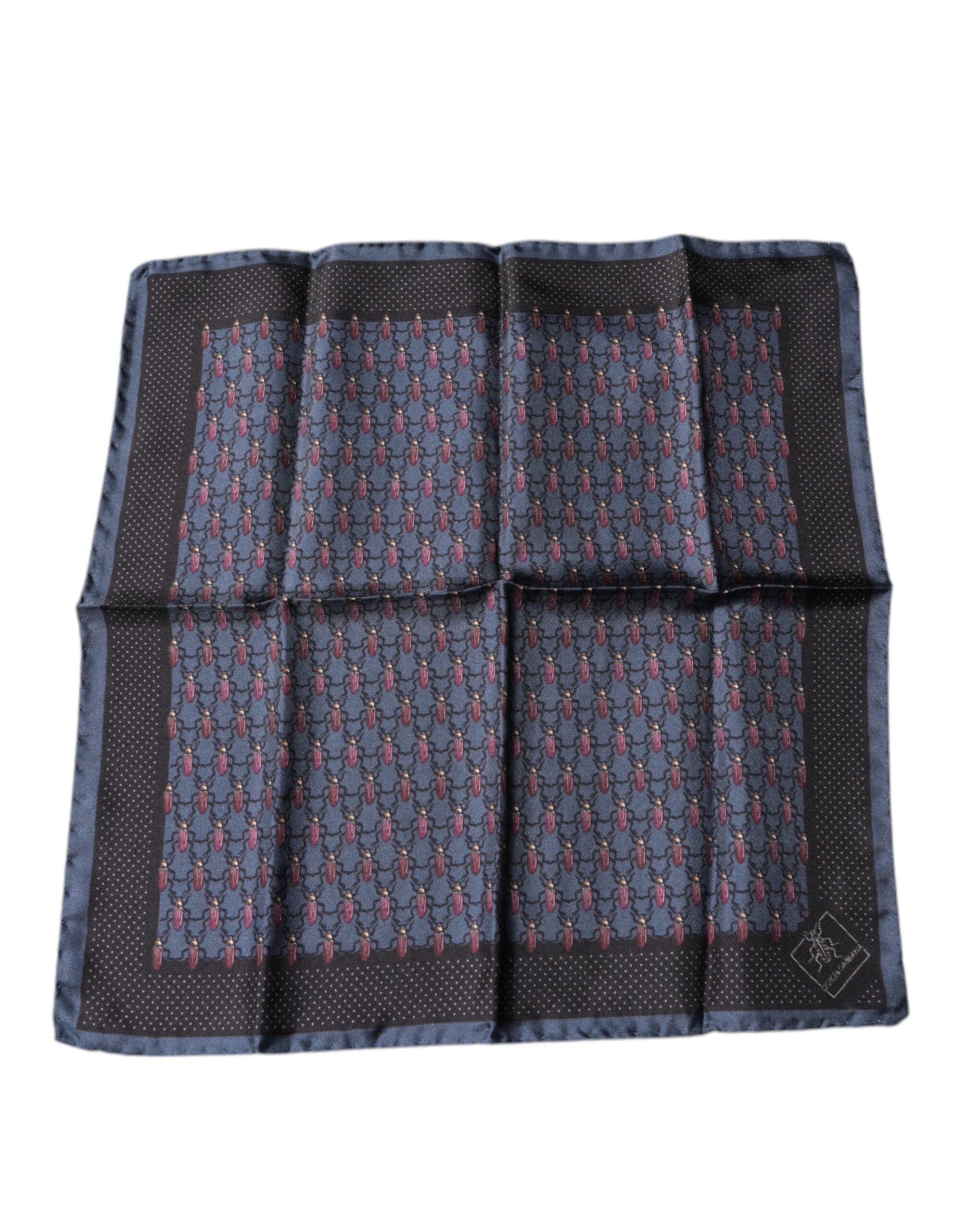 Foulard carré Dolce &amp; Gabbana bleu foncé à motif scarabée