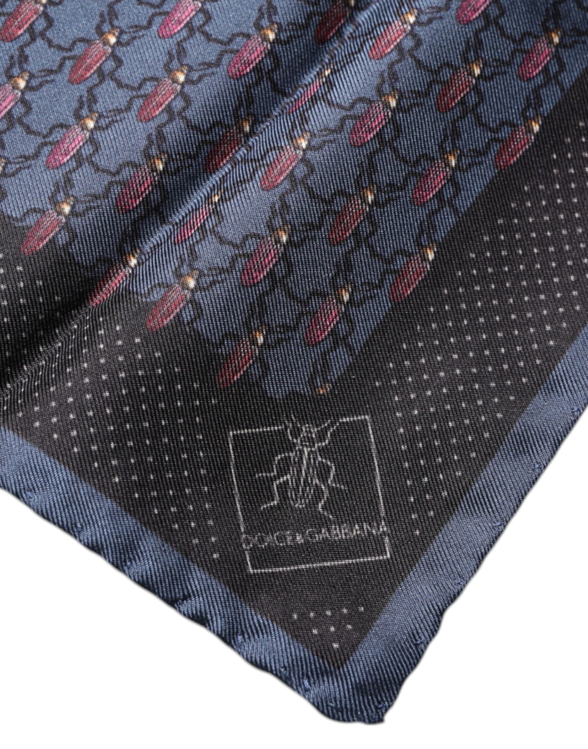 Foulard carré Dolce &amp; Gabbana bleu foncé à motif scarabée