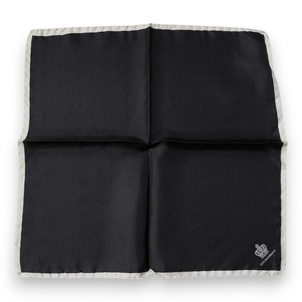 Dolce &amp; Gabbana – Quadratischer Taschentuchschal mit schwarzem Kronenlogo