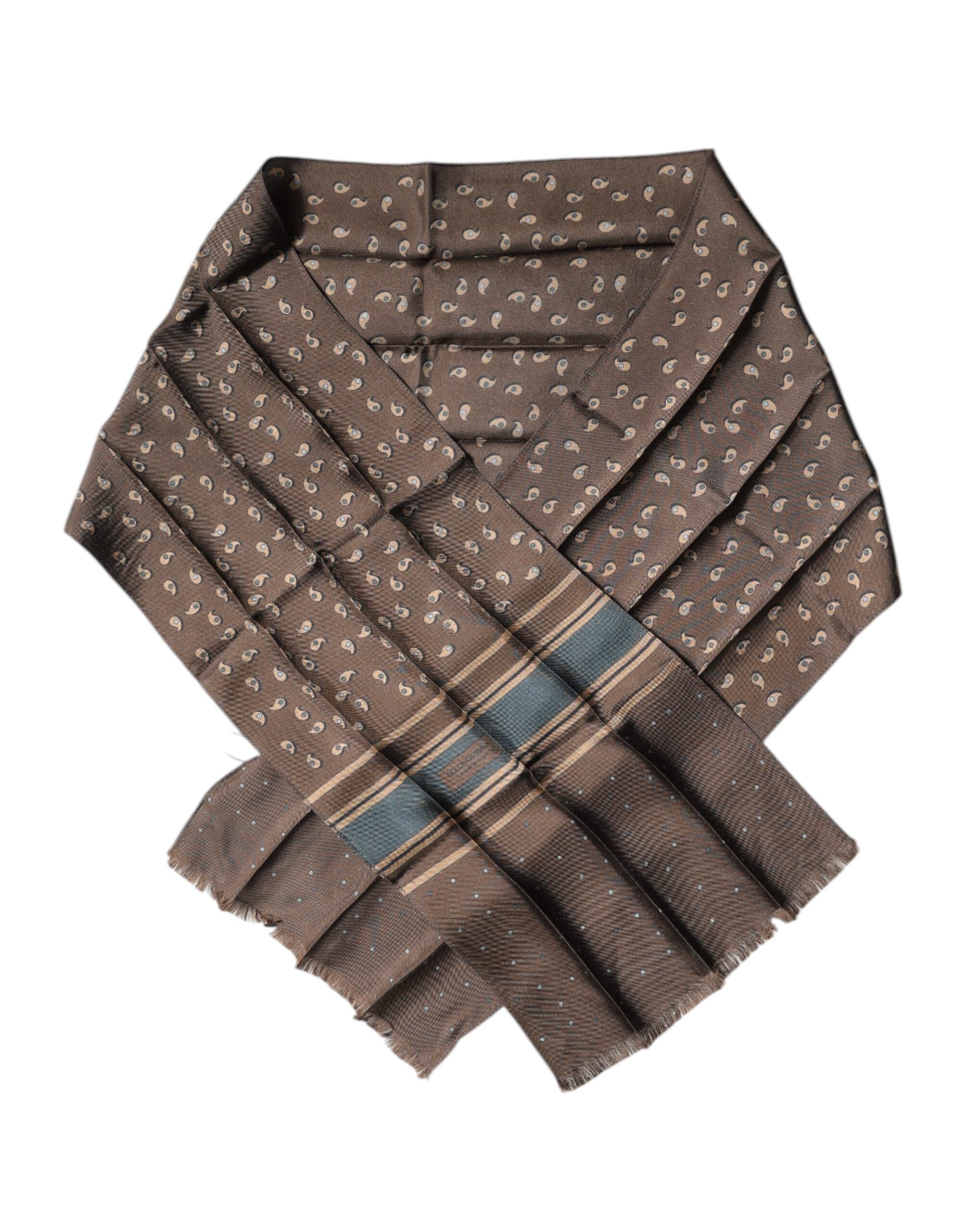 Foulard châle en soie fantaisie marron Dolce &amp; Gabbana