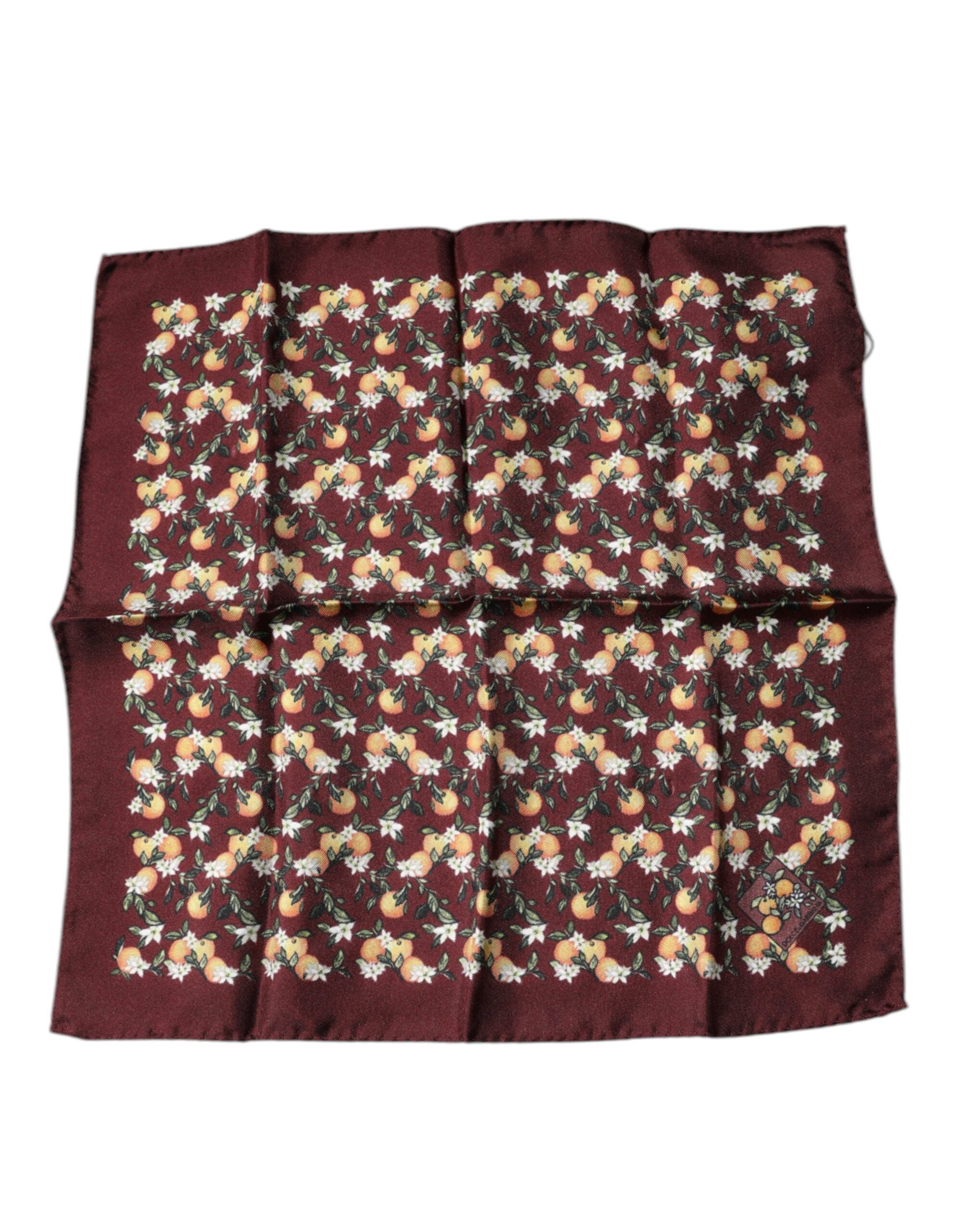 Foulard carré en soie Dolce &amp; Gabbana à imprimé oranges marron