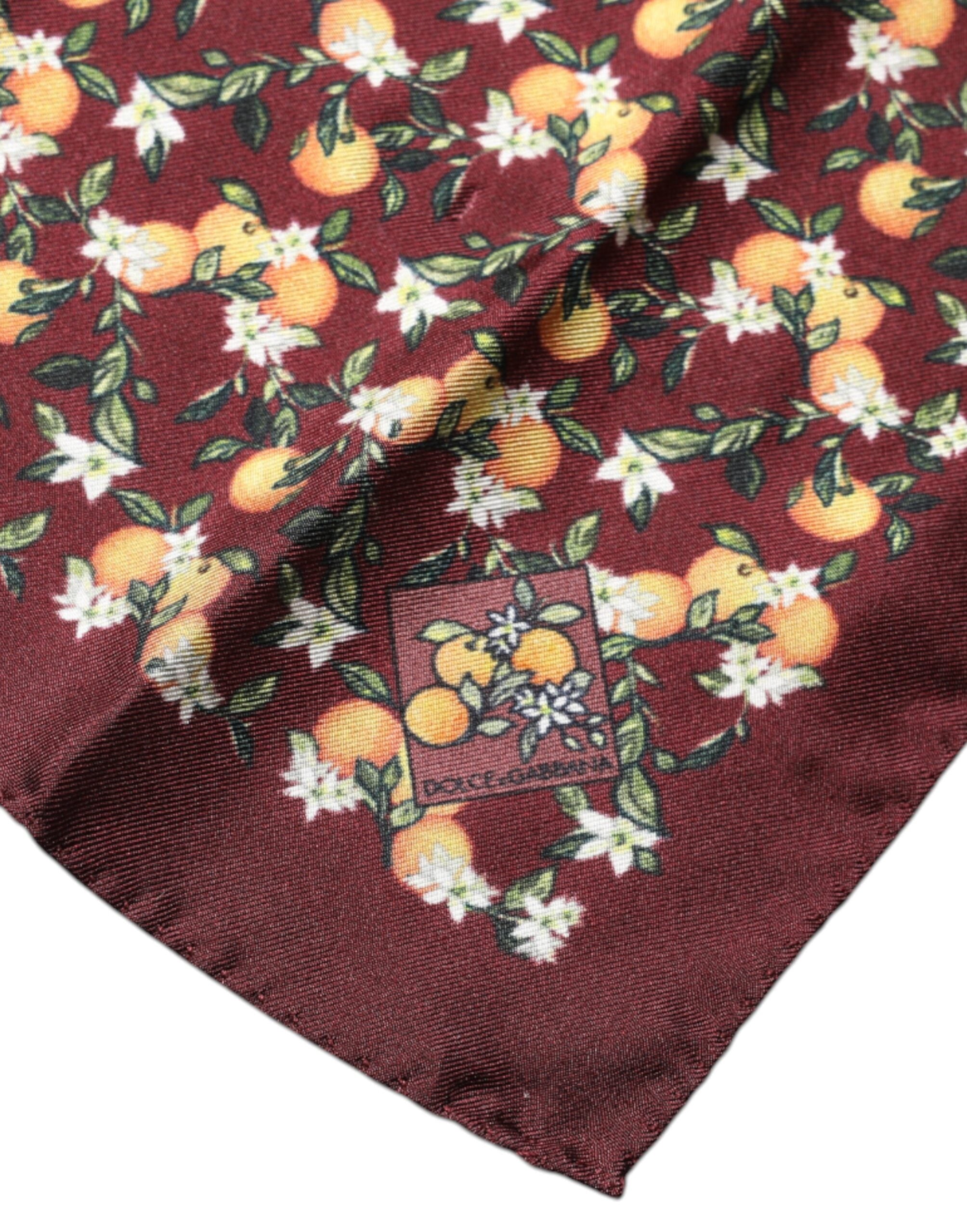 Foulard carré en soie Dolce &amp; Gabbana à imprimé oranges marron