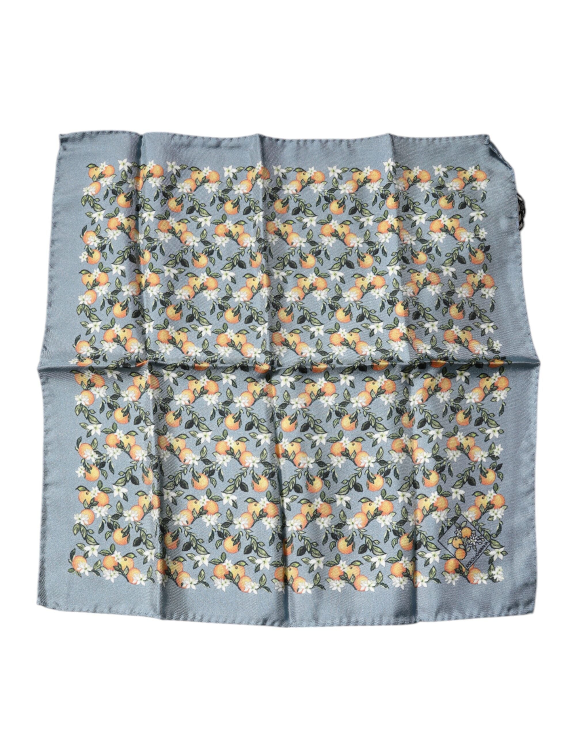 Foulard carré en soie Dolce &amp; Gabbana à imprimé oranges gris