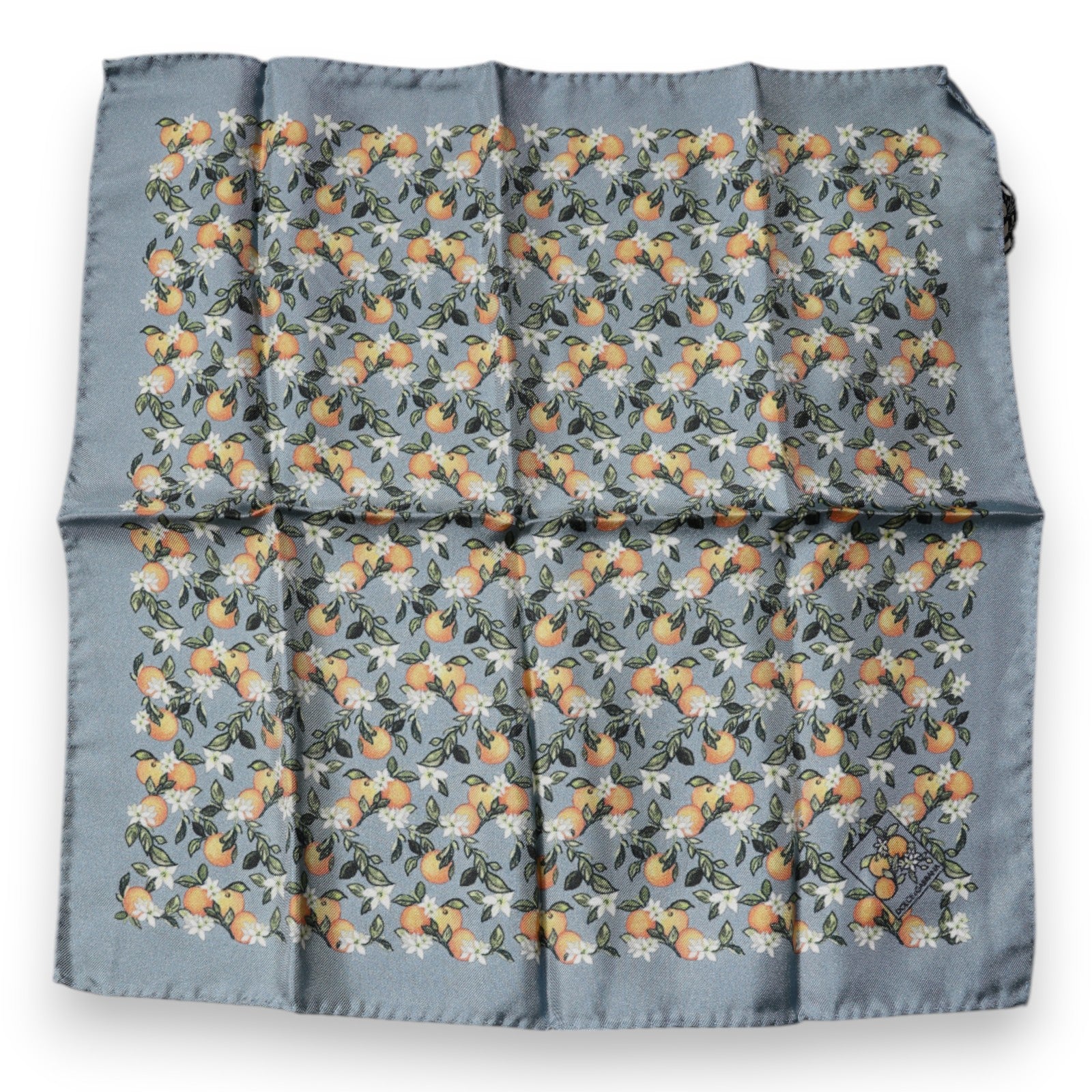 Foulard carré en soie Dolce &amp; Gabbana à imprimé oranges gris