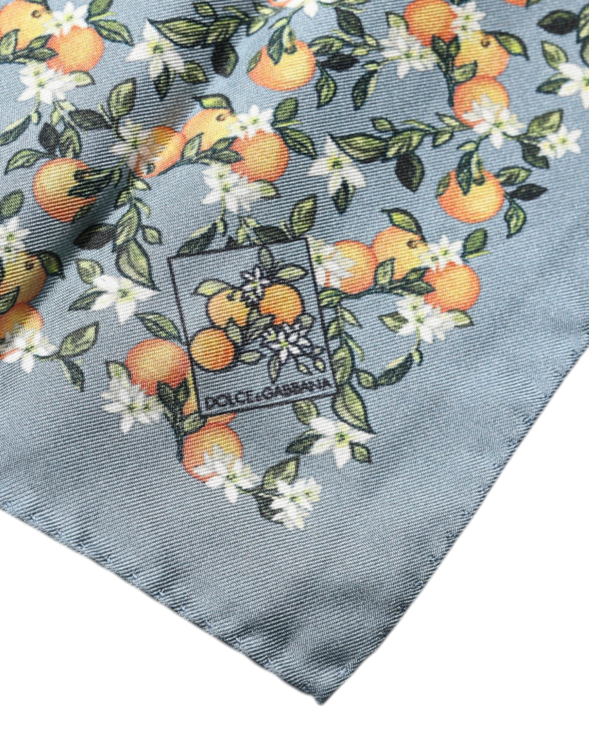 Foulard carré en soie Dolce &amp; Gabbana à imprimé oranges gris