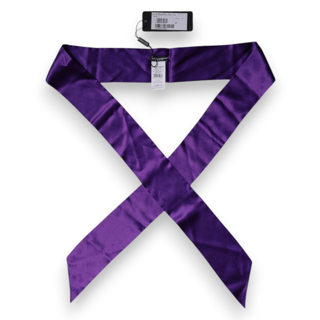 Foulard skinny en satin de soie violet Dolce &amp; Gabbana