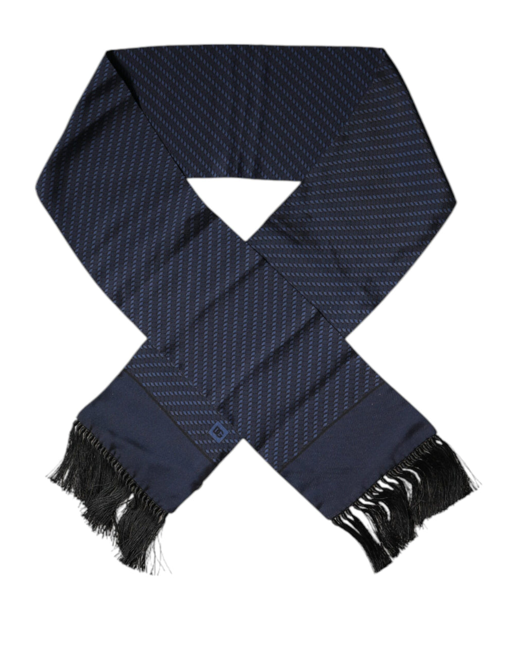 Foulard tour de cou à franges fantaisie bleu foncé Dolce &amp; Gabbana