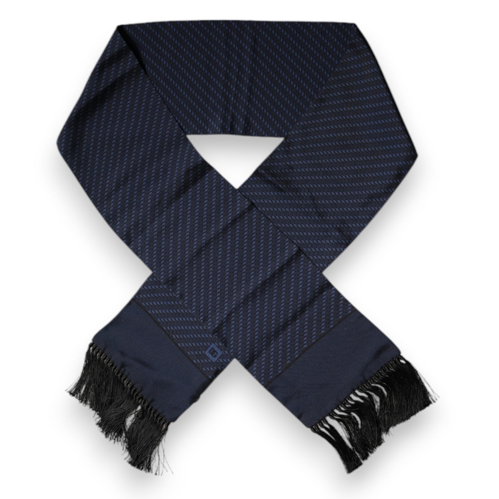 Foulard tour de cou à franges fantaisie bleu foncé Dolce &amp; Gabbana