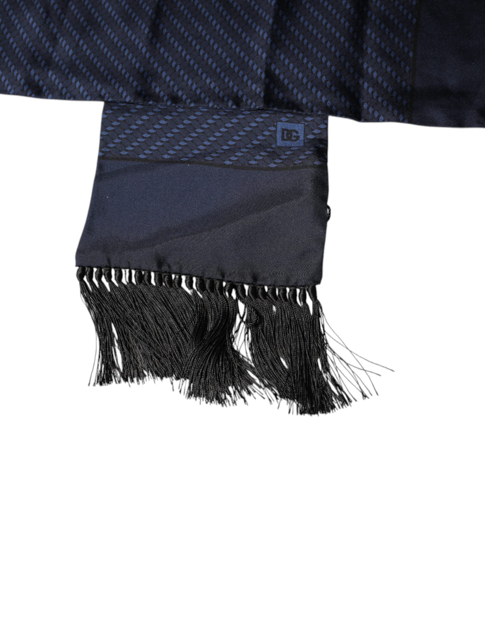 Foulard tour de cou à franges fantaisie bleu foncé Dolce &amp; Gabbana