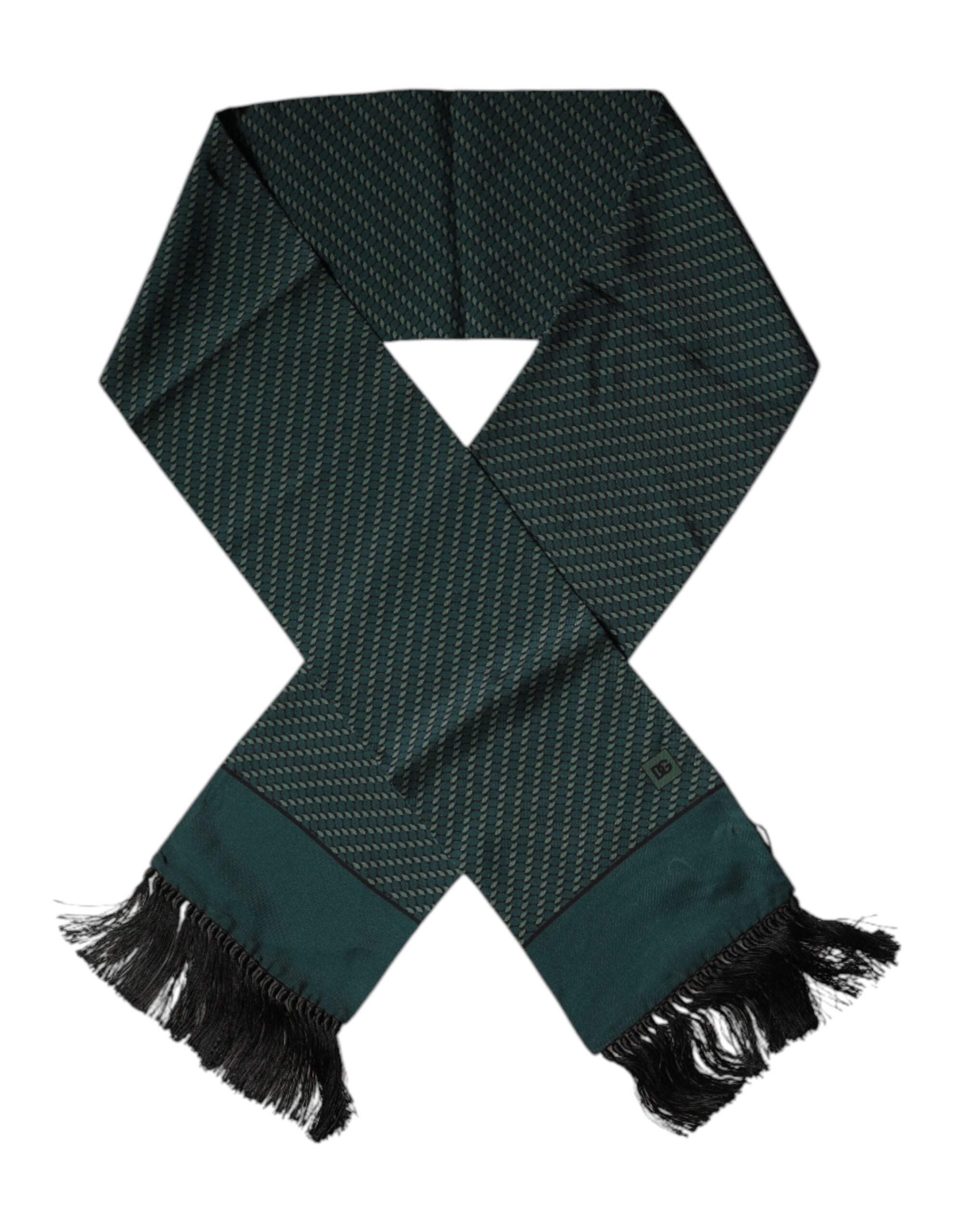 Foulard tour de cou à franges fantaisie vert foncé Dolce &amp; Gabbana