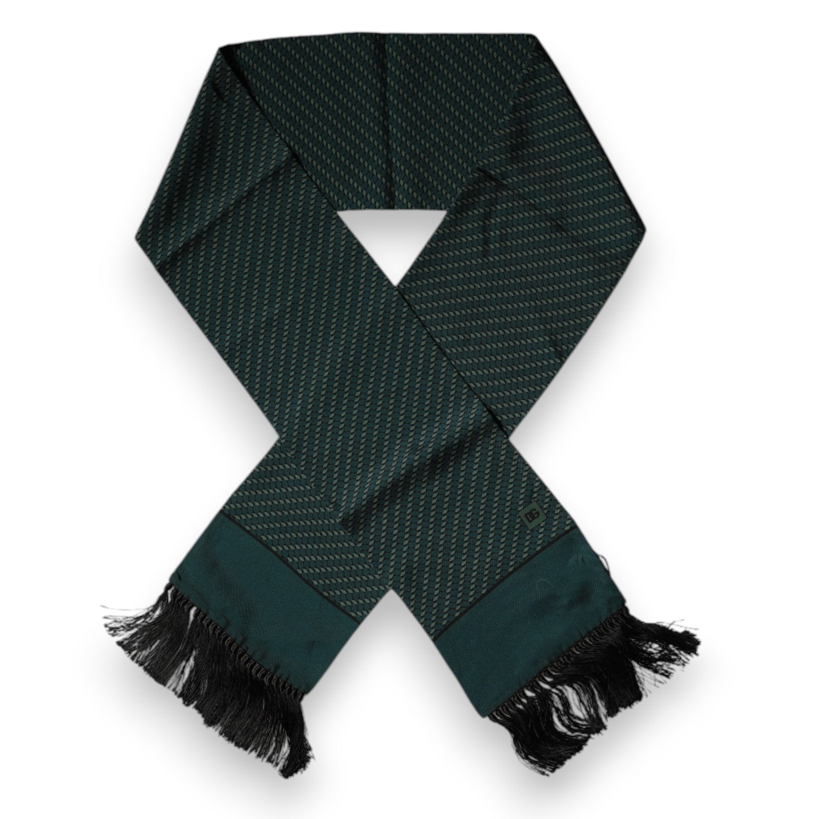 Foulard tour de cou à franges fantaisie vert foncé Dolce &amp; Gabbana