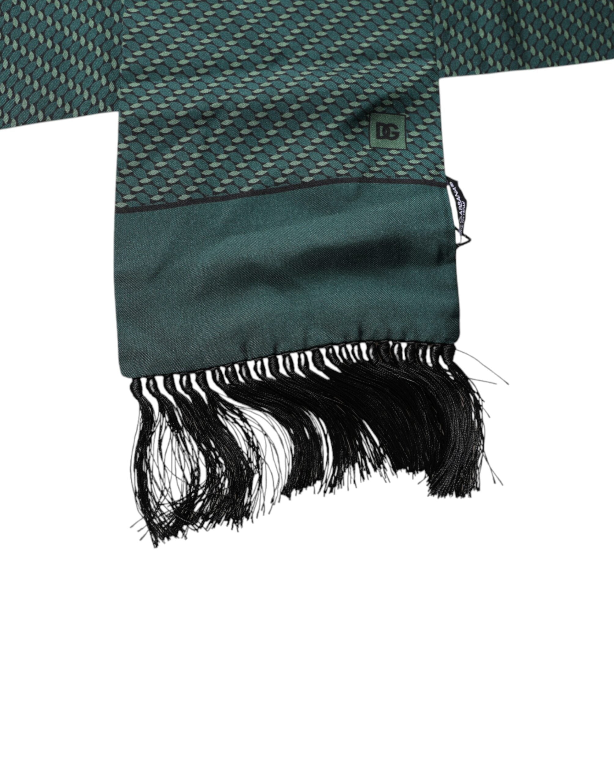 Foulard tour de cou à franges fantaisie vert foncé Dolce &amp; Gabbana