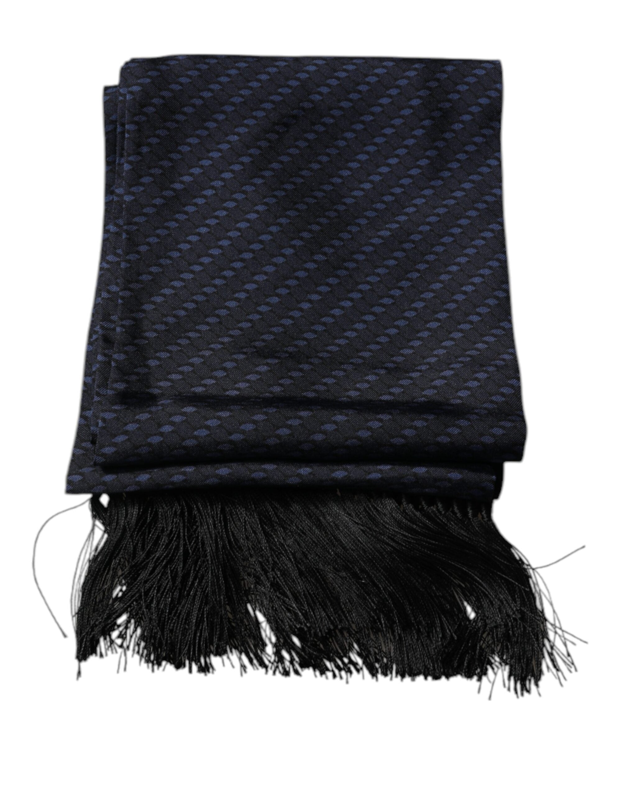 Foulard tour de cou à franges fantaisie bleu foncé Dolce &amp; Gabbana