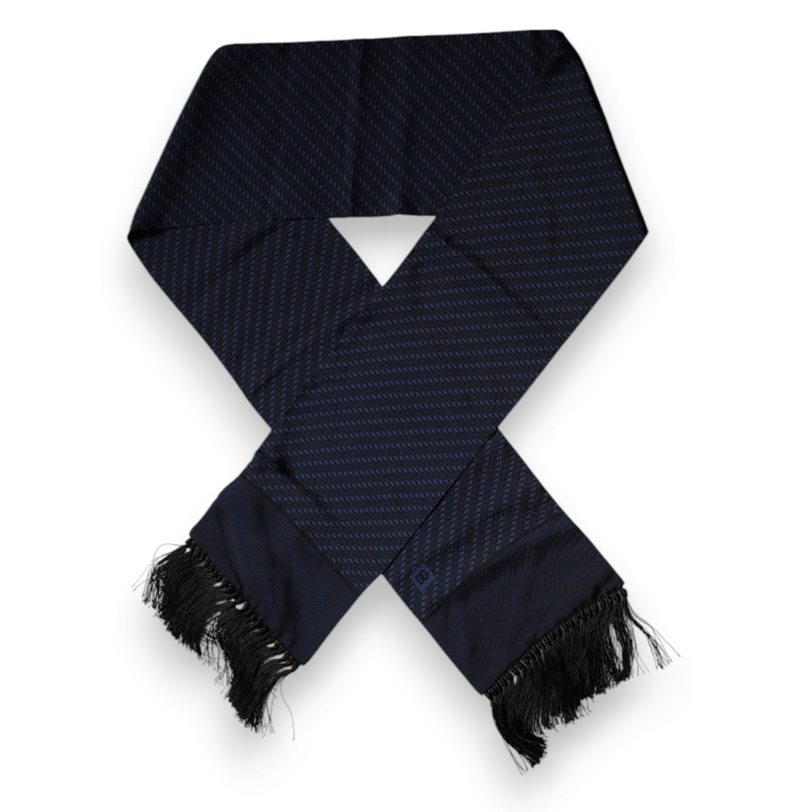Foulard tour de cou à franges fantaisie bleu foncé Dolce &amp; Gabbana