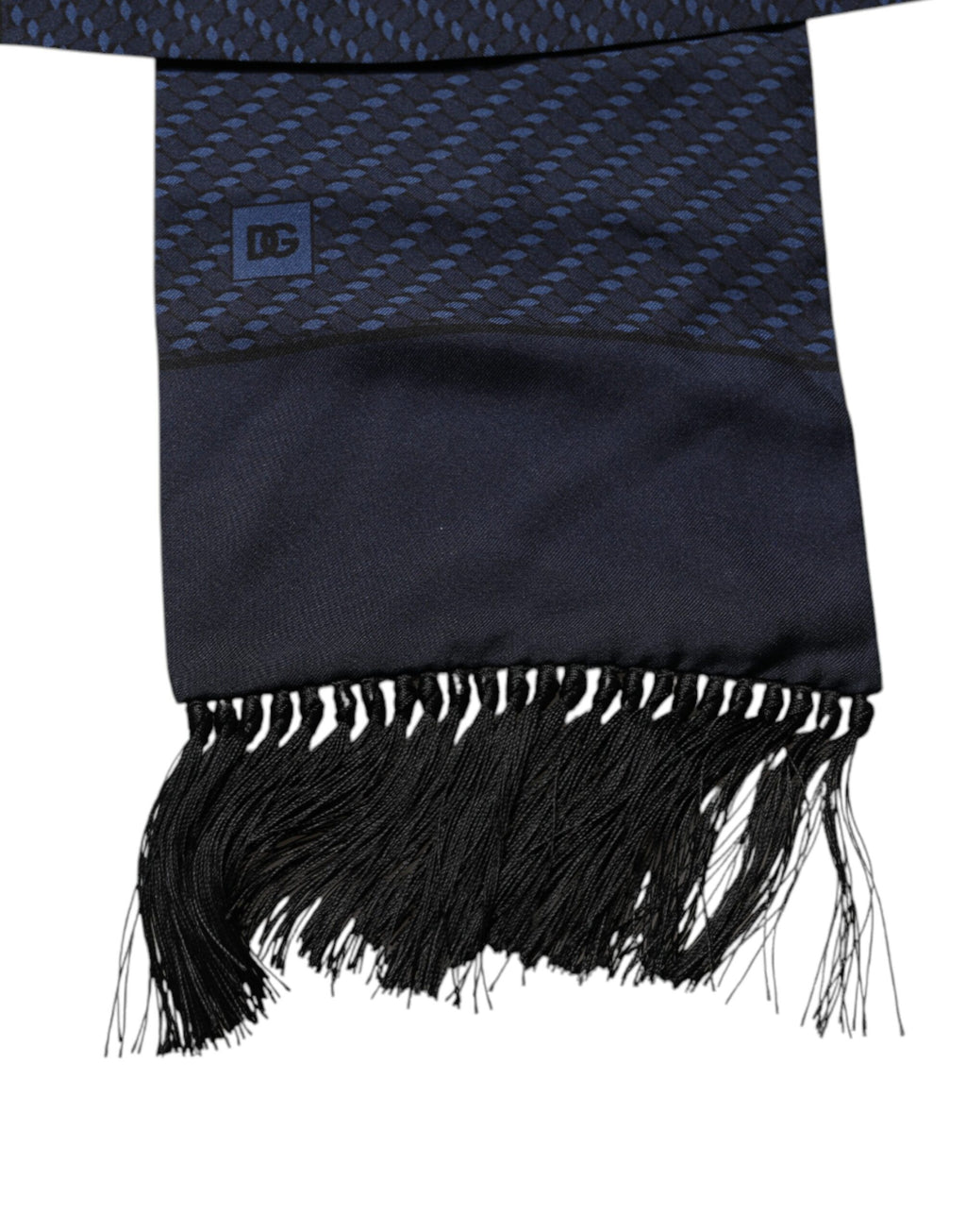 Foulard tour de cou à franges fantaisie bleu foncé Dolce &amp; Gabbana