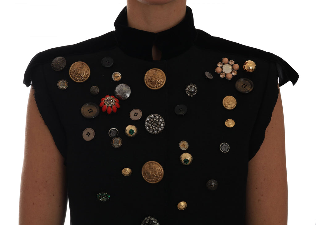 Dolce &amp; Gabbana – Verzierte schwarze Weste im Military-Stil