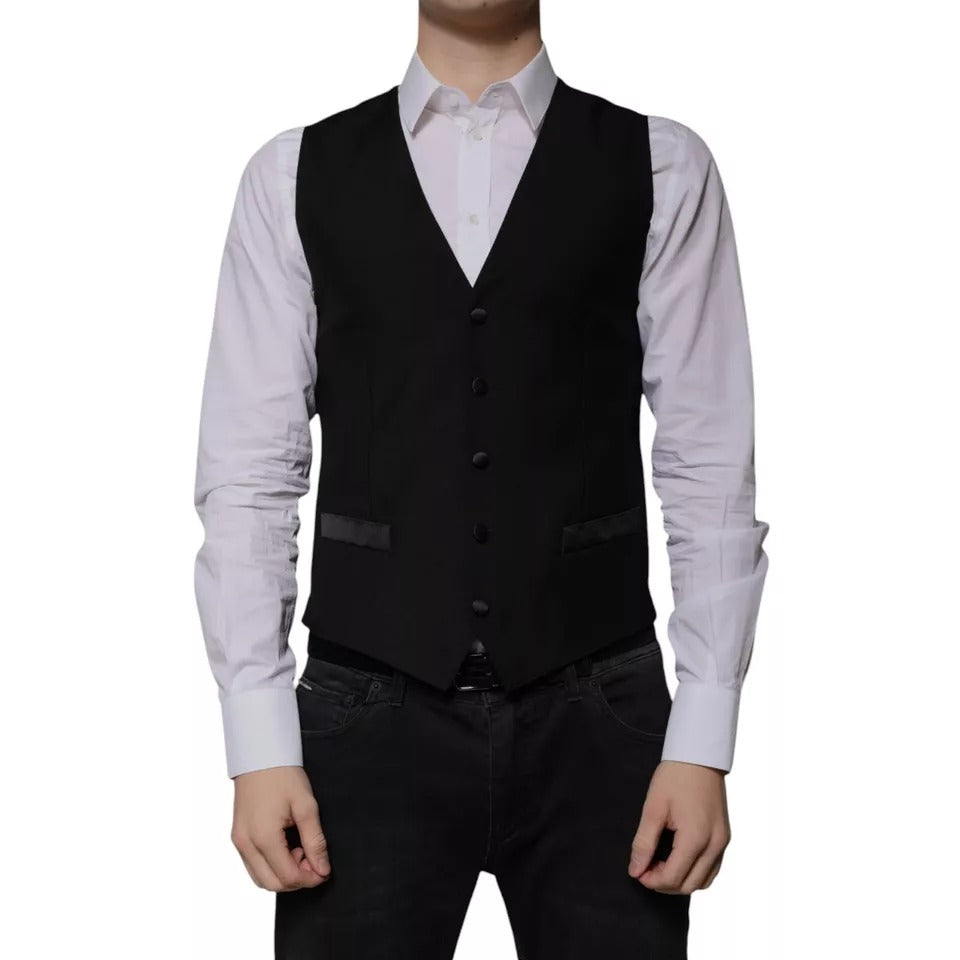 Gilet de costume en laine noire Dolce &amp; Gabbana pour homme
