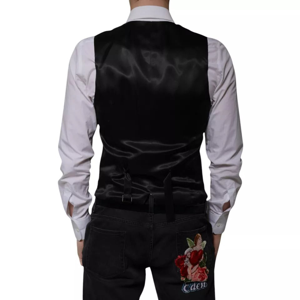 Gilet de costume en laine noire Dolce &amp; Gabbana pour homme