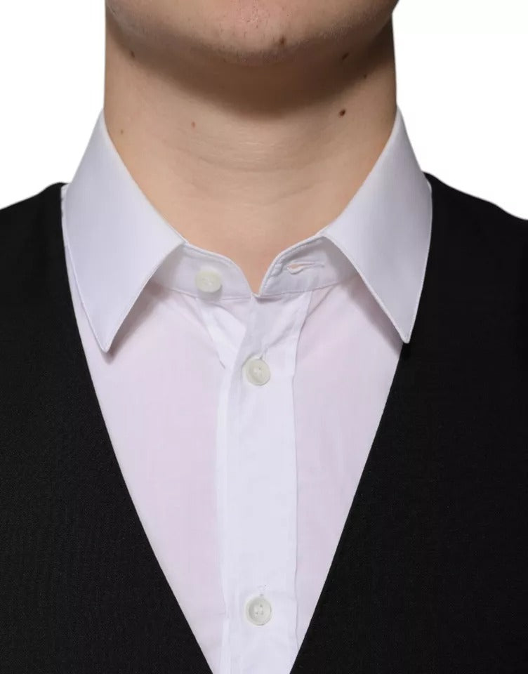 Gilet de costume en laine noire Dolce &amp; Gabbana pour homme