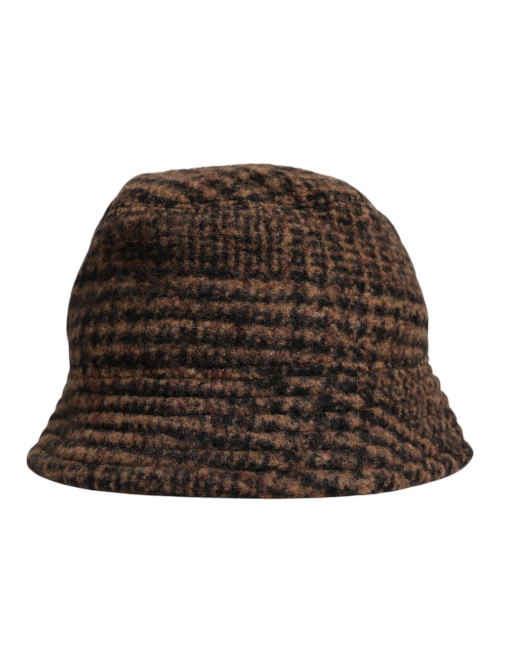 Chapeau bob en laine tissée marron à motif pied-de-poule Dolce &amp; Gabbana