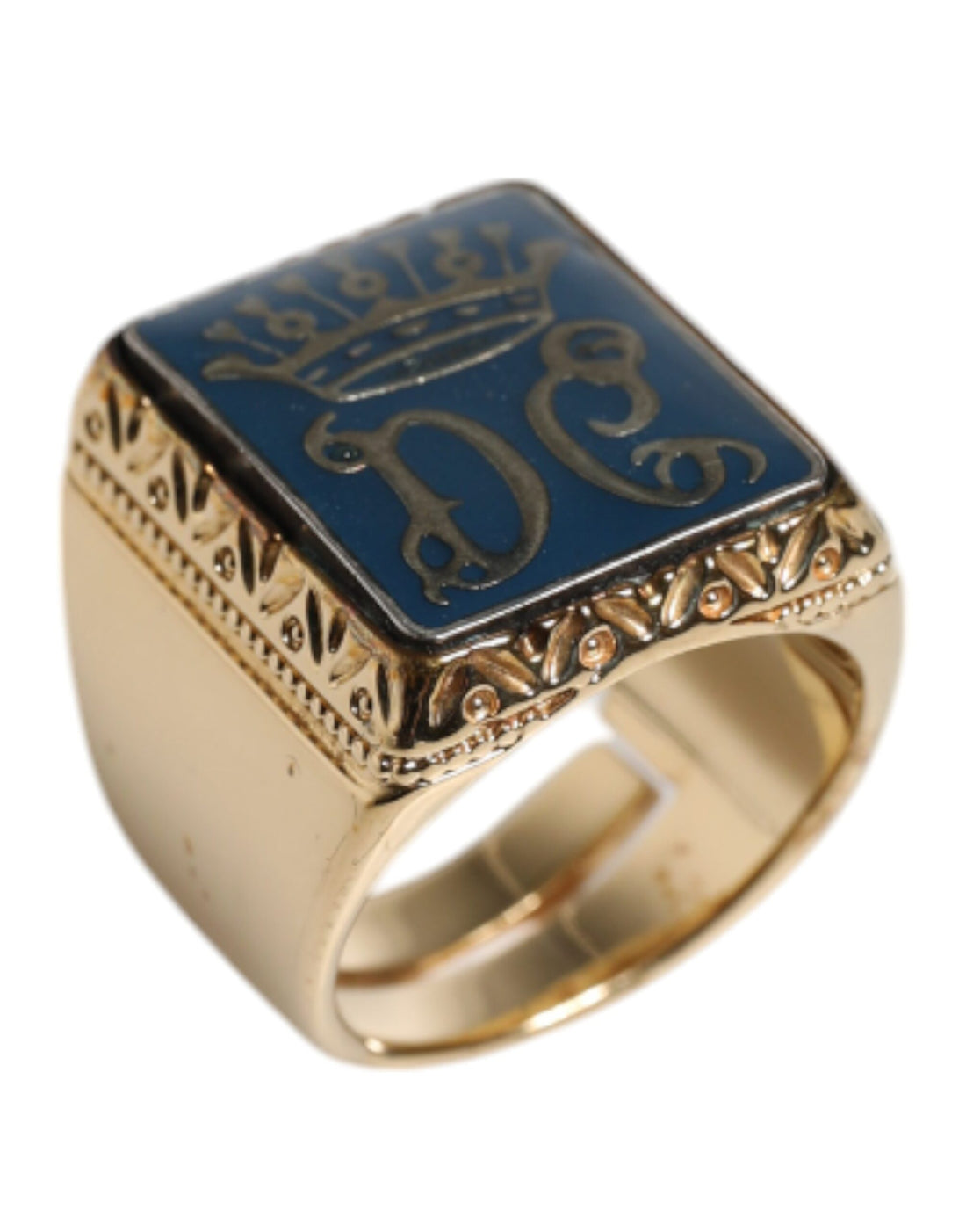Dolce &amp; Gabbana – Verstellbarer Ring aus Sterlingsilber 925 mit DG-Krone, goldfarben