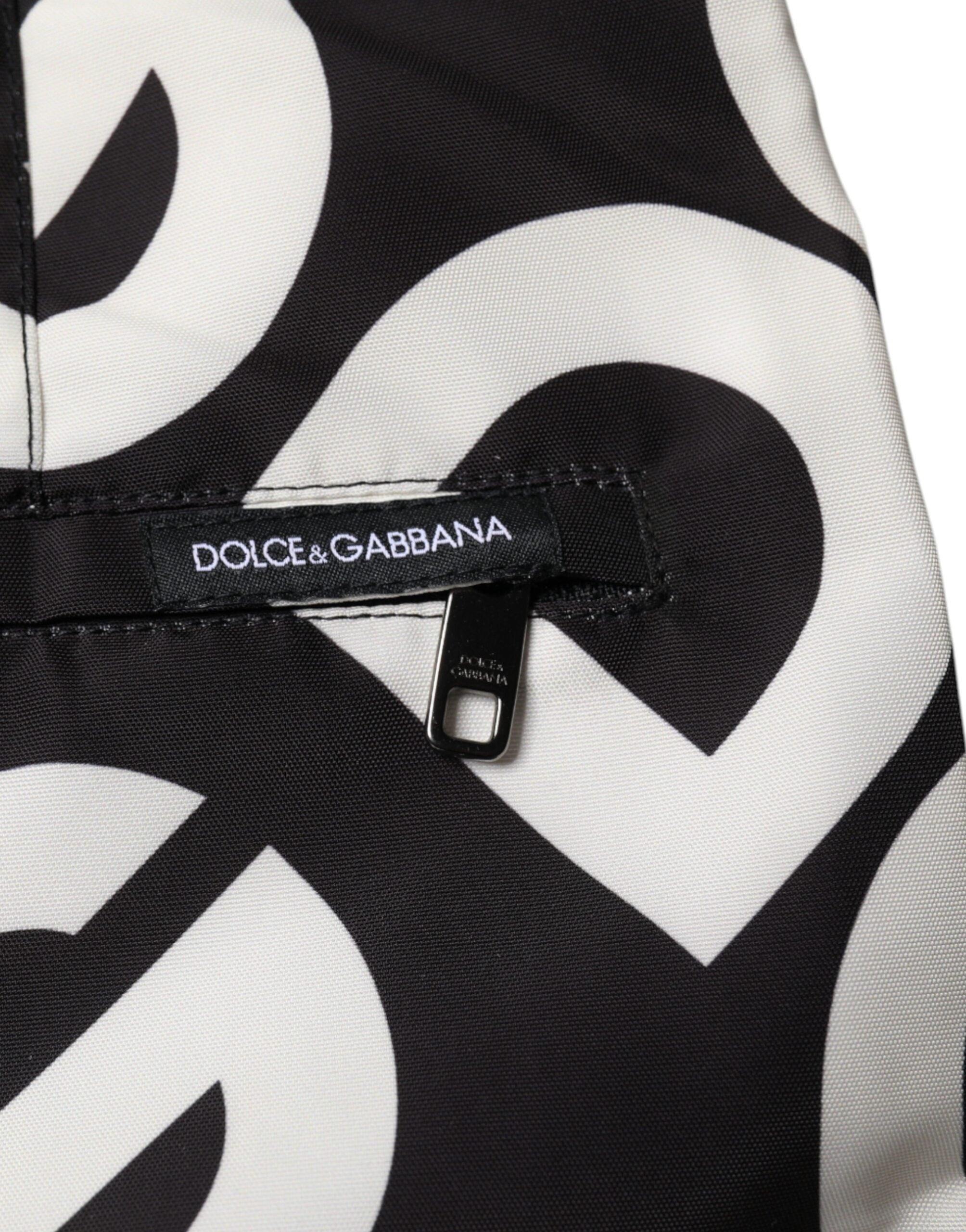 Dolce &amp; Gabbana Schwarz-Weiß-Logo-Strandmode-Shorts Bademode