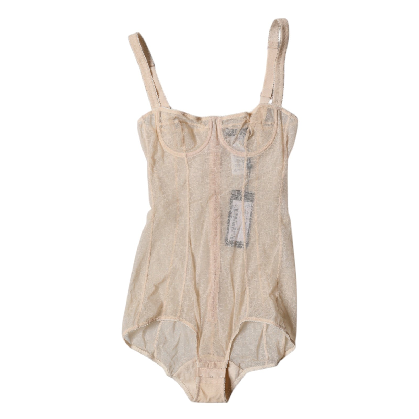 Dolce &amp; Gabbana Beige Tüll Balconette BH Bodysuit Unterwäsche