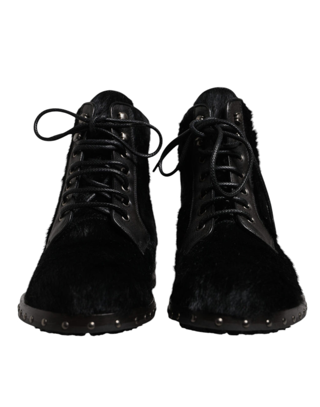 Dolce &amp; Gabbana – Schwarze, wadenlange Stiefel aus Leder im Pony-Stil