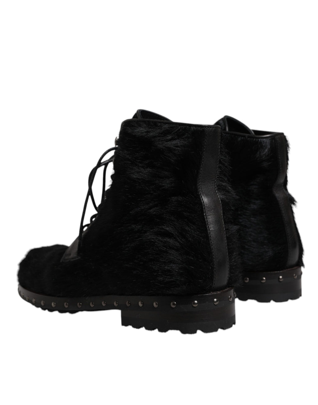 Dolce &amp; Gabbana – Schwarze, wadenlange Stiefel aus Leder im Pony-Stil