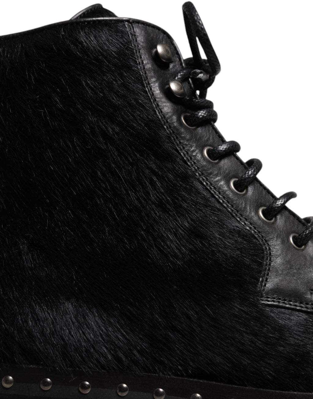 Dolce &amp; Gabbana – Schwarze, wadenlange Stiefel aus Leder im Pony-Stil