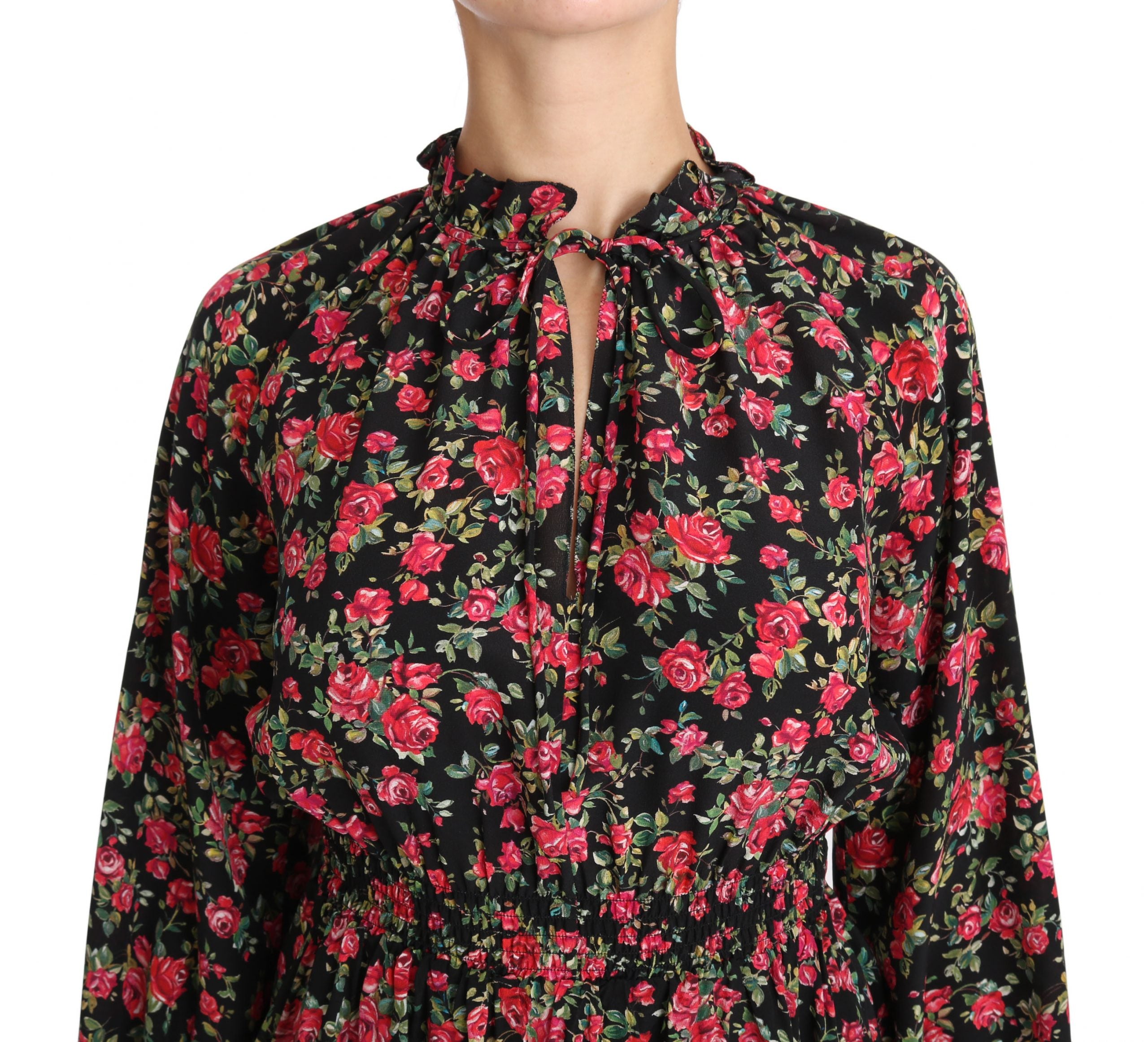 Dolce &amp; Gabbana Elegantes schwarzes Seidenhemd mit Blumenmuster