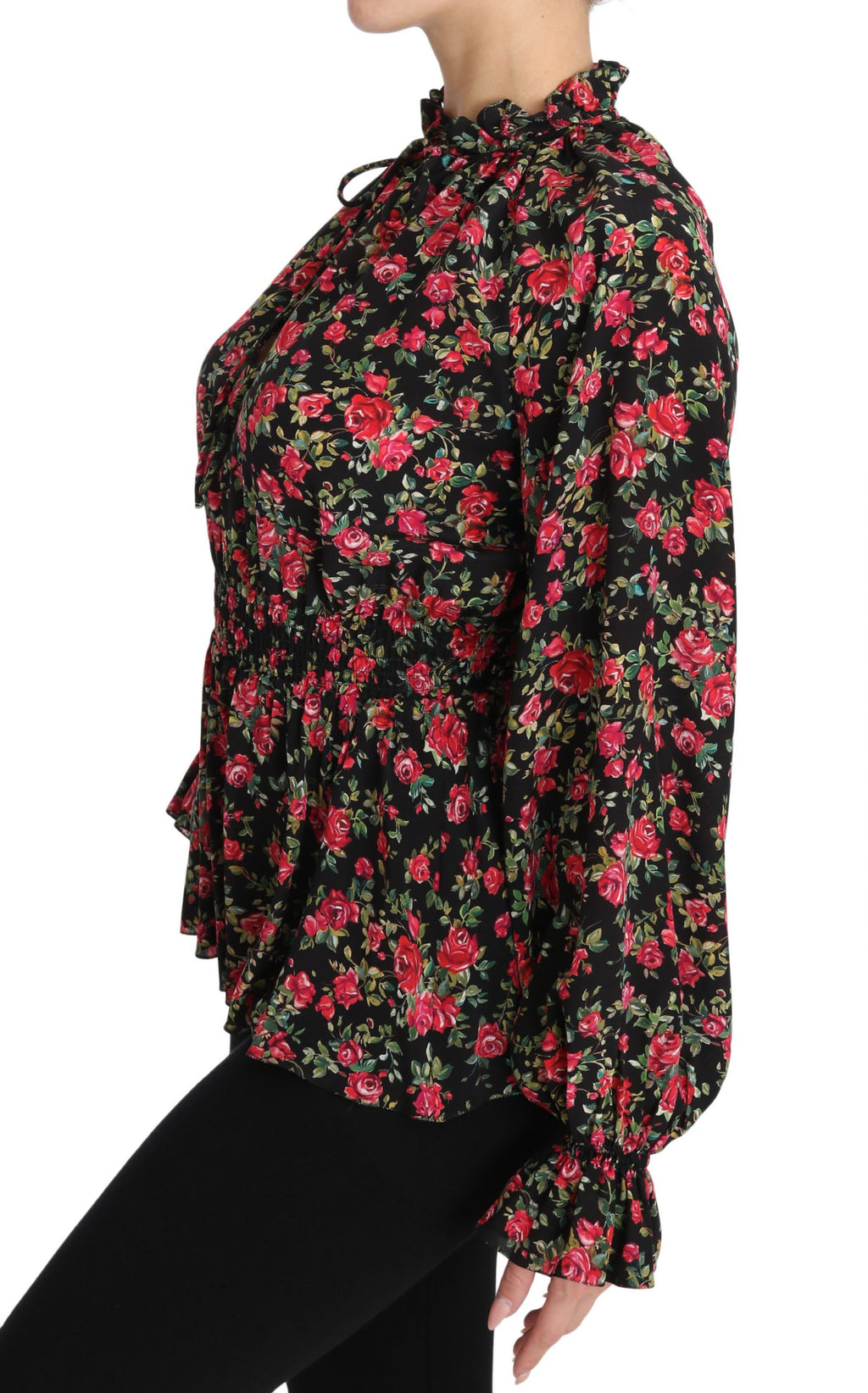 Dolce &amp; Gabbana Elegantes schwarzes Seidenhemd mit Blumenmuster