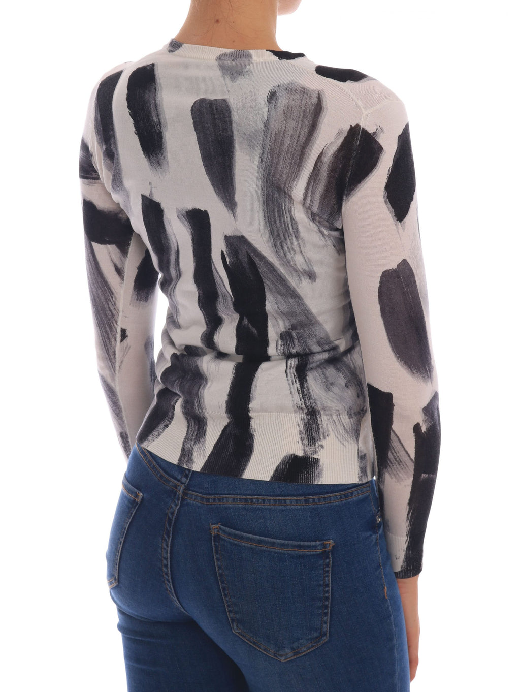 Dolce &amp; Gabbana Eleganter Seidenpullover mit Strichmuster