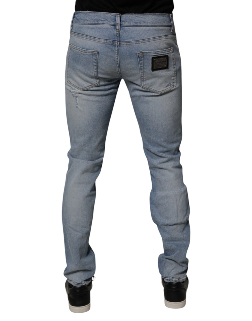 Jean skinny bleu en coton déchiré Dolce &amp; Gabbana pour homme